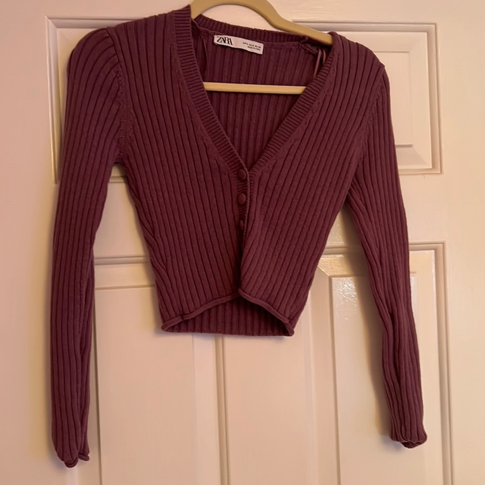 Zara Button Up Purple Sweater
